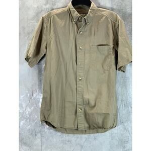 EDDIE BAUER Men's Brown Cotton Short-Sleeve Button-Up Shirt SZ S